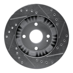 Mazda Protege Brake Rotor (1) - Front Left - R1 Concepts - Drilled & Slotted - Silver - `99-`03
